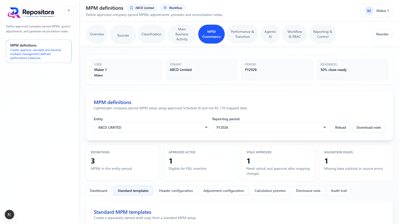 Disclosure templates and reporting note library