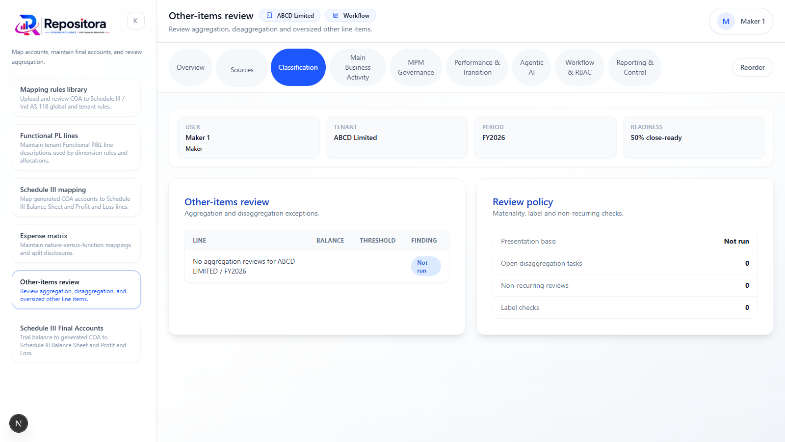 Other Items Review: Managing Exceptional And Unusual Line Items application screenshot